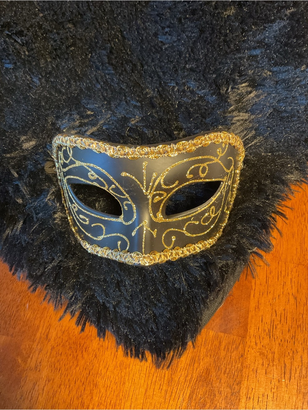 Handcrafted Black and Gold Masquerade Eye Mask - Elegant Venetian Style